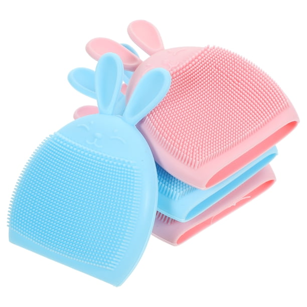 EeaseMX 4 cepillos de silicona con dibujos animados para limpieza facial.