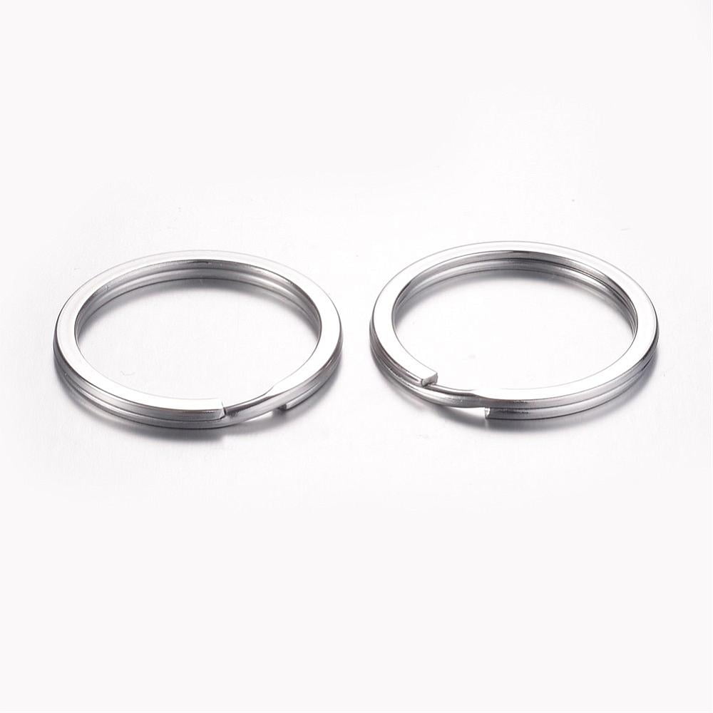 100pc Tarnish Resistant 304 Stainless Steel Keychain Clasps Split Key Rings Stainless Steel Color 30x3mm