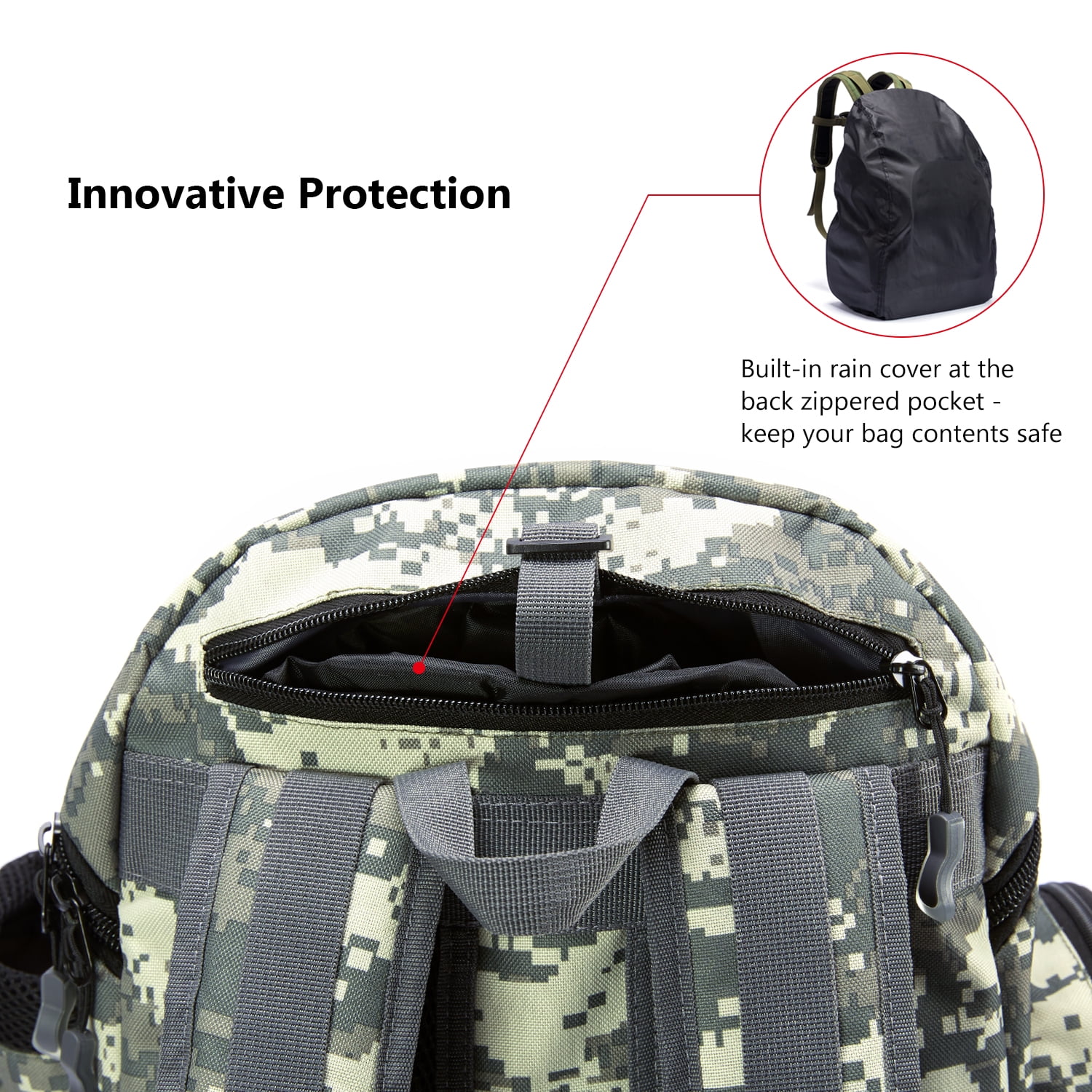 Bassdash Fishing Tackle Backpack Water Resistant Lightweight Tactical Bag Soft Tackle Box with Rod Holder and Protective Rain Cover