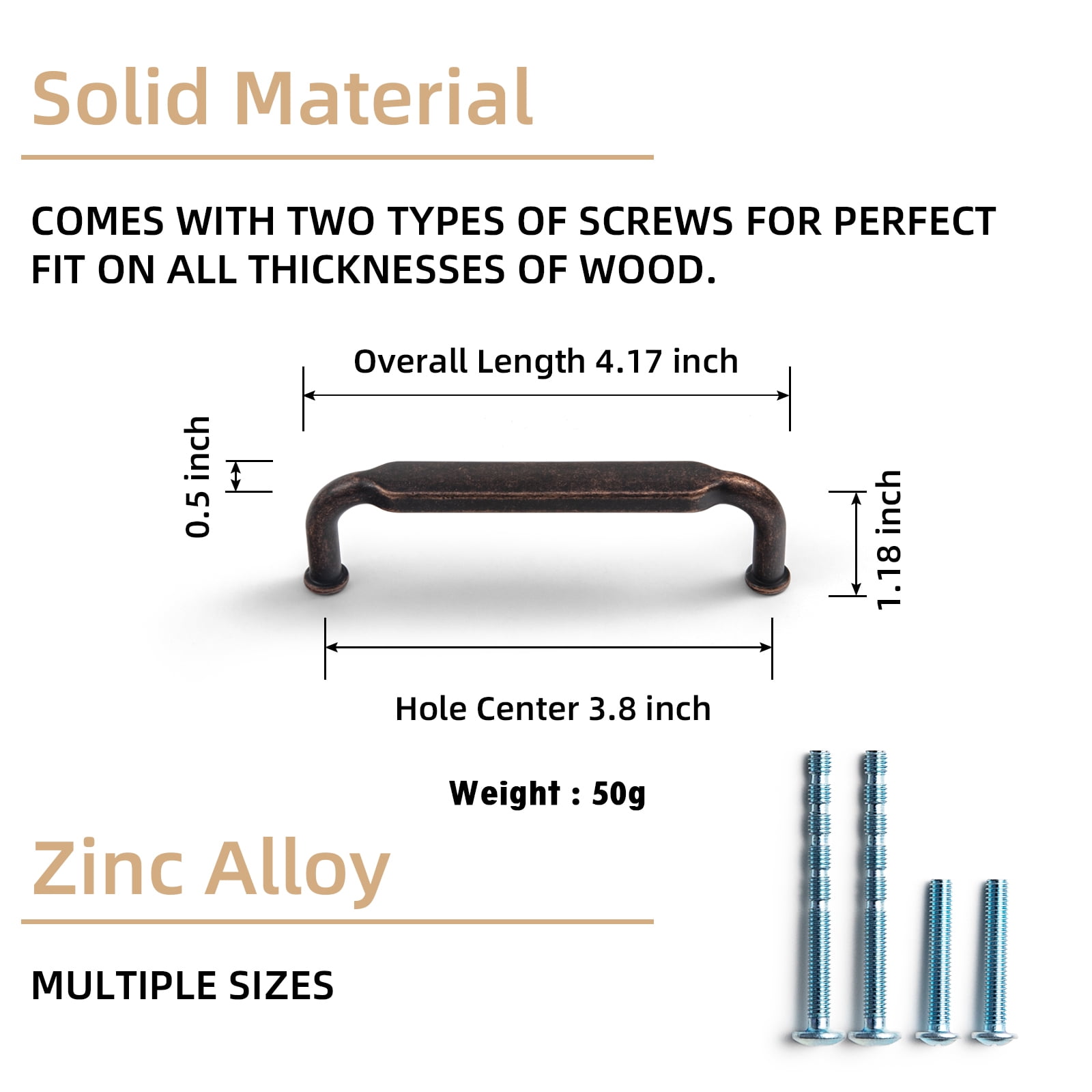 Goo-Ki 5" Hole Center Antique Oil Rubbed Bronze Cabinet Pulls, Closet Classic Zinc Alloy Kitchen Drawer Pulls Drawer Handles for Bedroom, 6 Pack