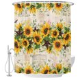 thumbnail image 2 of Shower Curtains for Bathroom, Sunflower Waterproof Fabric Shower Curtain, Yellow Spring Floral Summer Botanical Rustic Decorative Bathroom Curtain for Bathtub, 66"x72", No Hooks Included, 2 of 9