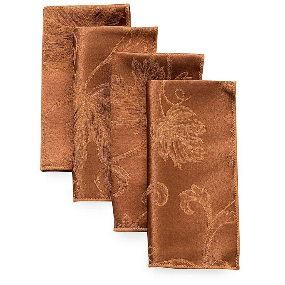 Autumn Vine Damask Napkins, Set of 4 in Bronze