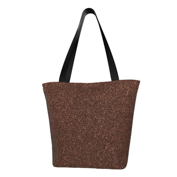 Balery Dark Brown Glitter Bolsa de Hombro con Diseño, Bolsa Grande y Duradera, Bolsa Versátil para Compras