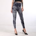 thumbnail image 2 of QHFBli Compression Leggings Womens High Waist Seamless Leggings Denim Print Jeans Tights Elastic Slim Fit Gym, 2 of 6