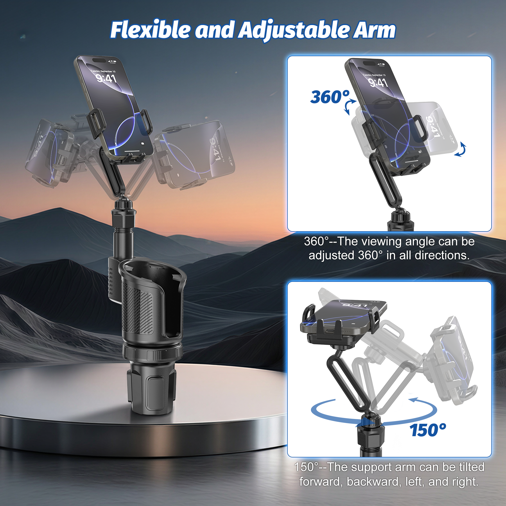 OWNTECH 2-in-1 Cup Holder Phone Mount with 360° Rotation photo 2