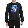 thumbnail image 2 of Wolf Howling at the Moon | Mens Animal Lover Crewneck Graphic Sweatshirt, Black, Medium, 2 of 3