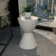 thumbnail image 4 of LeisureMod Side Table Hourglass Design with Fiberstone Tabletop and Pedestal Base Modern Accent Table for Outdoor Indoor Loft Series in Moss Grey, 4 of 11