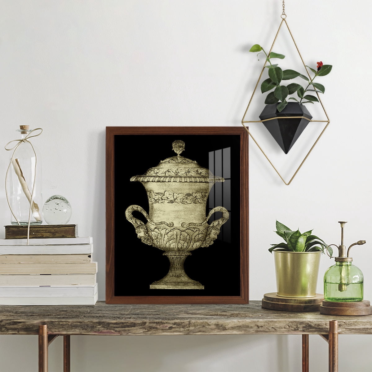 Garden Antiquities IV -Framed Print w/glass-Chestnut
