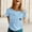 Blue, variant on Womens T-Shirts Spring Summer Cute Bee Graphic Short Sleeved Round Neck Tops Trendy Casual Stretchy Relaxed Fit Tees