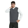 thumbnail image 2 of TOPTIE V-Neck Vest Uniform Men's Knitted Cotton Sweater Vest Sleeveless School Knitwear-Charcoal-S, 2 of 7