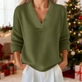 thumbnail image 4 of Winter Sweaters for Women Women's Solid Color Casual Knit V Neck Loose Sweater Christmas Sweaters, 4 of 6