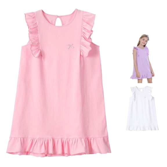 Gunia Toddler Girl Nightgown Princess Pajama Dress Sleeveless Solid Dress Dance Party Dresses Clothes Night Gowns Pjs Loungewear Pink 4-5 Years