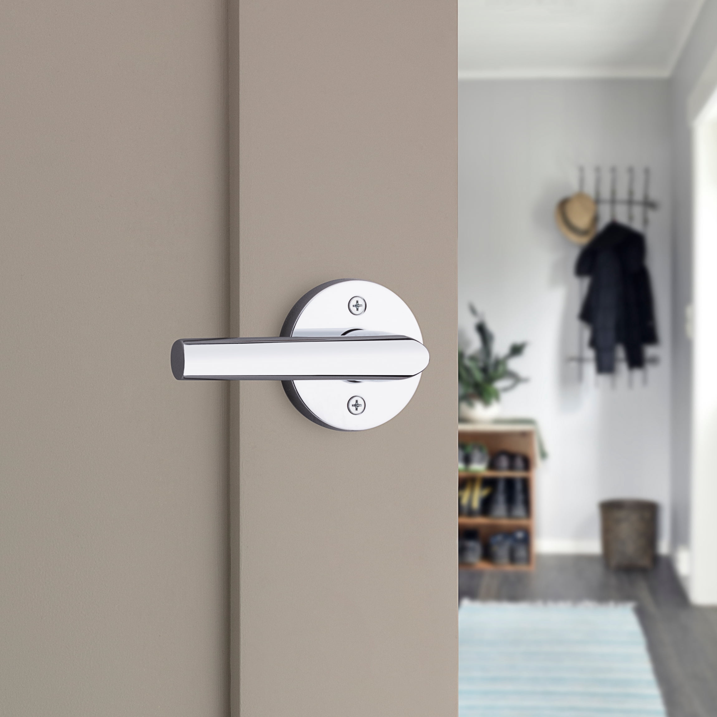 Kwikset Milan Round Half-Dummy Lever Doorknob Polished Chrome
