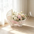 thumbnail image 5 of Yardvibe Mini Wicker Stroller Basket, 11.4"x12.6"x6.7" Faux Rattan Carriage Woven Candy Basket, Centerpiece Decor for Party Favors (Pink), 5 of 6