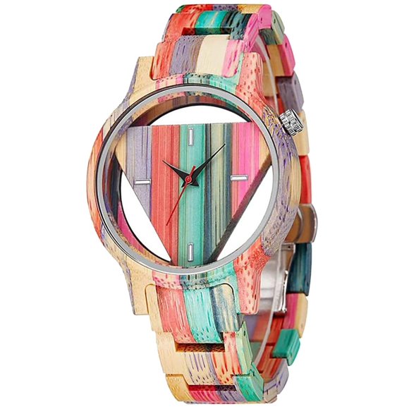 Reloj Dentily Natural, colorido, bambú, triangular, madera
