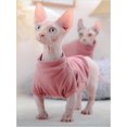 thumbnail image 3 of Camisa Sphynx para gatos sin pelo, suéter de gatito con mangas, ropa de gato transpirable de cuello alto, lindo chaleco de pijama de gato sin pelo para todas las estaciones (XS) oso de fresa Electrónica, 3 of 5