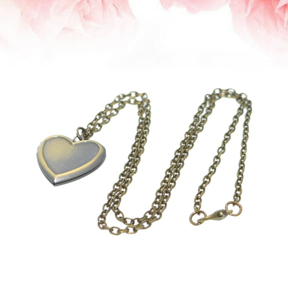 LOLIPPYY Memorial Necklaces Heart Locket with Picture Custom Light Brown 1Pcs Decoration for Women