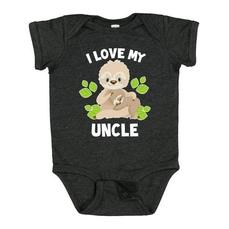 

Inktastic Cute Sloth I Love My Uncle with Green Leaves Gift Baby Boy or Baby Girl Bodysuit