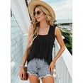 thumbnail image 5 of Versatile, fashionable, square-neck gathered pleat swing tank top for women, loose-fitting, casual, and comfortable, 5 of 7