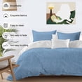 thumbnail image 3 of Vintage Linen Duvet Cover Set King Size, Pastoral Sky Blue Linen Texture Farmhouse 4 Piece Soft Microfiber Bedding Set with 1 Duvet Cover, 1 Flat Sheet, 2 Pillowcases, 3 of 9