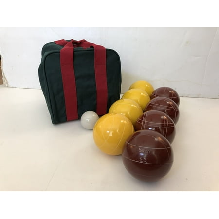 BuyBocceBalls Listing - EPCO Engraved Bocce Package - 110mm Yellow and Dark Red Balls with Engraving