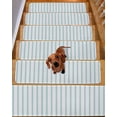thumbnail image 2 of Stair Treads for Wooden Steps, Blue Striped Peel and Stick Stair Treads with Reusable Adhesive, Blue White Stripes Farmhouse Non Slip Indoor Stairs Runner Rugs Mats for Elders Dogs 8"x30" 15PCS, 2 of 7