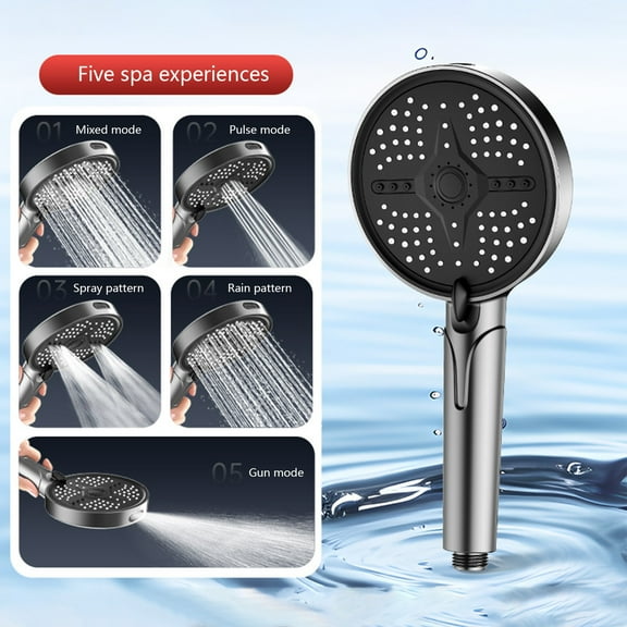 High Pressure Handheld Showerhead, 5 Spray Modes, ABS Material, Powerful Water Pressure, Easy to Install, for Elderly Children, Bathroom Use