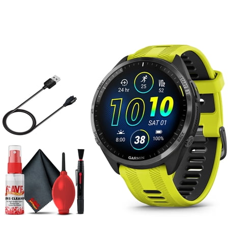 Garmin Forerunner 965 Smartwatch (Amp Yellow) Bundle with 6Ave Cleaning Kit