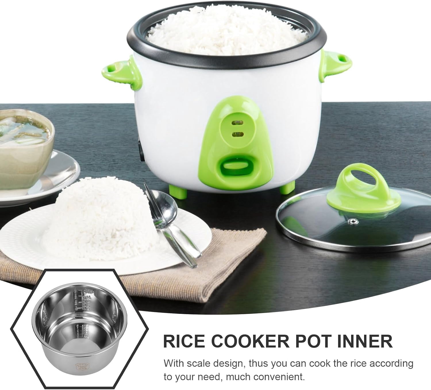 ABCISI Rice Cooker Stainless Steel Inner Pot, 5.28Qt / 5L Pressure Cooker Liner Replacement, Non-Stick Baking Pot | Mixing Meal Prep Bowl for Electric Rice Cooker, Accessories for Cake Preparation
