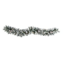 Nearly Natural Christmas Flocked Pine White Prelit LED Battery Operated Garland, 72" (White)