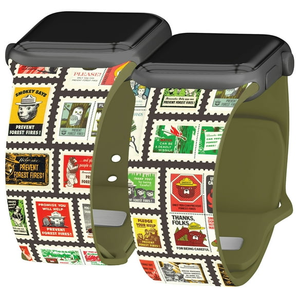 Smokey Bear HD Watch Band for Apple Watch - 42/44/45/49mm(46mm Series 10) Short Smokey Stamps by Affinity Bands