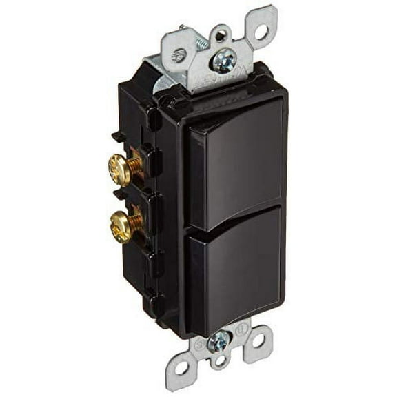 Leviton 5634-E 15 Amp, 120/277 Volt, Decora Single-Pole, AC Combination Switch, Commercial Grade, Grounding, Black