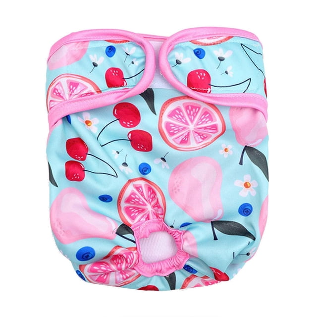 Pet Physiological Pants Fast Absorbing Breathable Dog Sanitary Underwear Avoid Harassment Menstrual Diaper Cherry Lemon S 30‑40cm Waist for Small Dogs