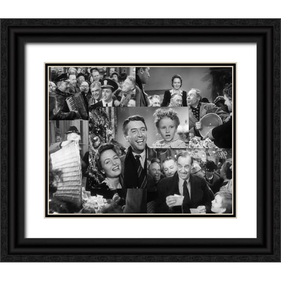 Vintage Hollywood Archive 14x12 Black Ornate Wood Framed with Double Matting Museum Art Print Titled - Its a Wonderful Life, 1946 II
