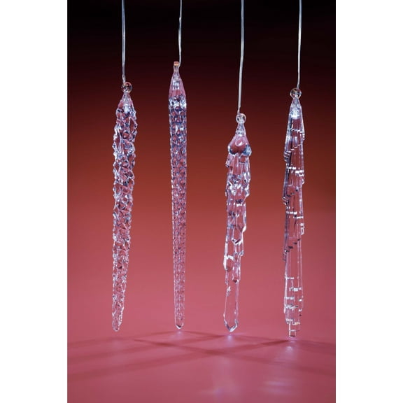 Icy Giftware LED Lighted Icicle Christmas String Lights - 9.25" - Clear - Set of 4