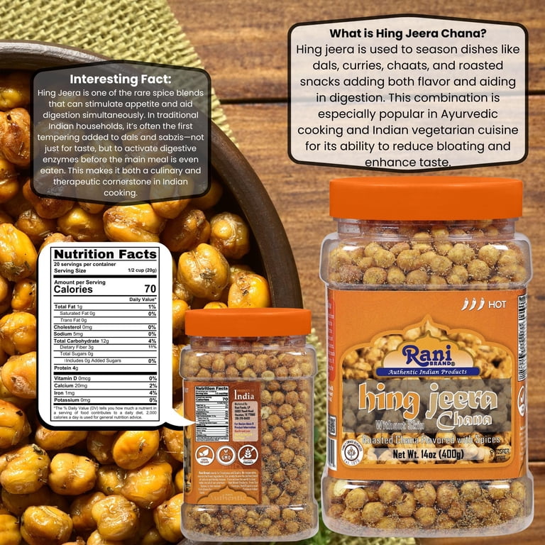 Rani Roasted Chana (Chickpeas) Hing-Jeera (Cumin-Asafetida) Flavor