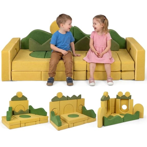 Furnibear Kids Couch 19 Pieces Modular Kids Play Couch for Inspiring Creativity, Sunrise