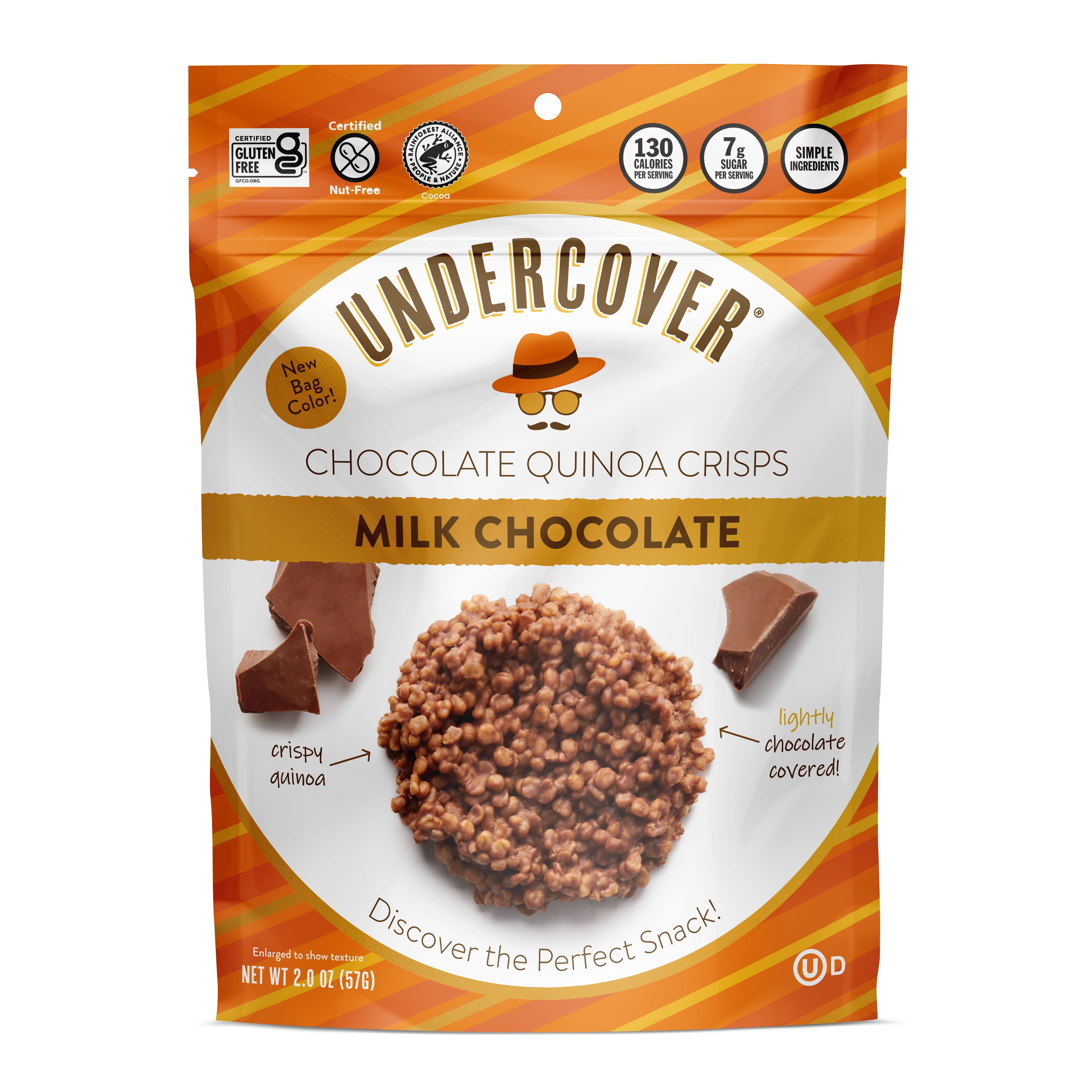 (4 pack) Undercover Snacks Crispy Quinoa Milk Chocolate Snack Bars, 2 oz