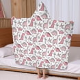 thumbnail image 5 of Pink Dinosaurs Palms Bones Pattern Hooded Bath Towel，60"x35" for Ages 3 To 12 Kids, Quick Dry Lightweight Soft Microfiber Hood Beach Towel Cover Up for Kids, 5 of 7