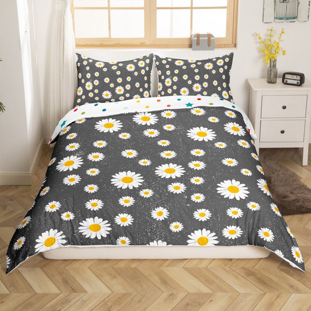 Erosebridal Housse de Couette Florale Rétro Simple, Literie Fleurie Rustique Taille Simple, Déco Coccinelle, Réversible 2 Pcs (Pas de Couette)