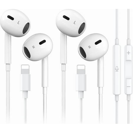 2 Packs-for iPhone Headphones Wired Earbuds/Earphones Nosie Reduction Built-in Microphone & Volume Control Headsets Compatible with iPhone 14/13/12/11/XR/XS/X/8/7/SE/Pro/Pro Max