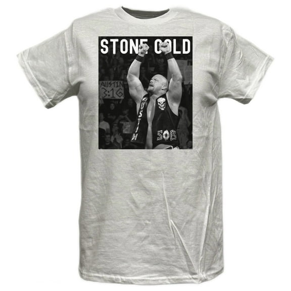 Stone Cold Steve Austin Arms Raised Mens White T-shirt 4XL