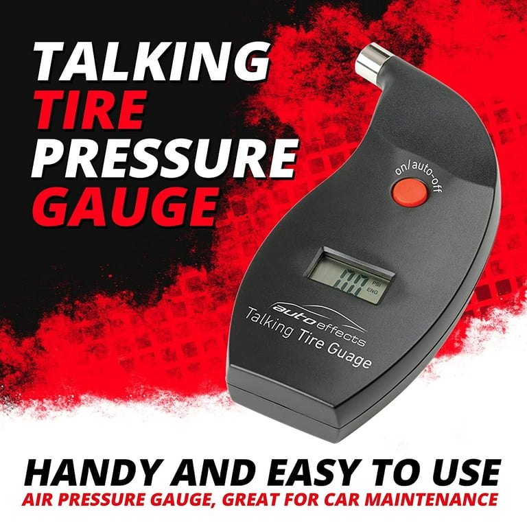 Talking Car Digital Tire Pressure Gauge Display Digitally and Audibly - Handy Easy to Use Air Pressure Gauge Great for Car Maintenance. Great to Fill