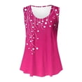 thumbnail image 4 of Sentmoon Tenues d'Été pour Femmes Débardeurs Col Rond pour Femmes Coupe Ample Imprimé Vignes Sans Manches T-Shirts Basiques Tendance 2025 pour Week-End Brunch Rose Vif S, 4 of 5