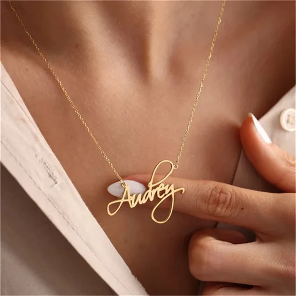 Personalized Custom Name Necklace Fashion 14K Yellow Gold Jewelry for Women Gold Chains Pendant Choker Gifts Collares