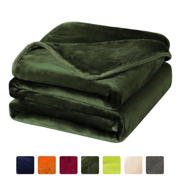 Soft Plush Lightweight Fleece Blankets Olive Green Twin XL 65" x 90