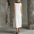 thumbnail image 4 of ClodeEU Women's Sleeveless Peter Pan Collar Contrast Trim Midi Dress, Casual A-Line Sundress with Pockets White,Women's Plus XL, 4 of 6