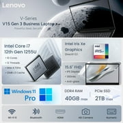 Lenovo V15 G3 Business Windows 15.6 inch FHD Laptop, Intel Core i7-1255U, 16GB RAM, 1TB SSD, Black