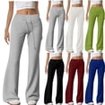 thumbnail image 7 of Yuanlook Women's Flare Yoga Pants,High Waisted Bootcut Leggings Comfy Workout Gym Leggings with Drawstring - Blue - M, 7 of 7
