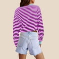 thumbnail image 5 of BLVB Womens Long Sleeve Cropped Tops Striped Color Block Crewneck Fall Shirts Loose Casual Blouse Tee, 5 of 5